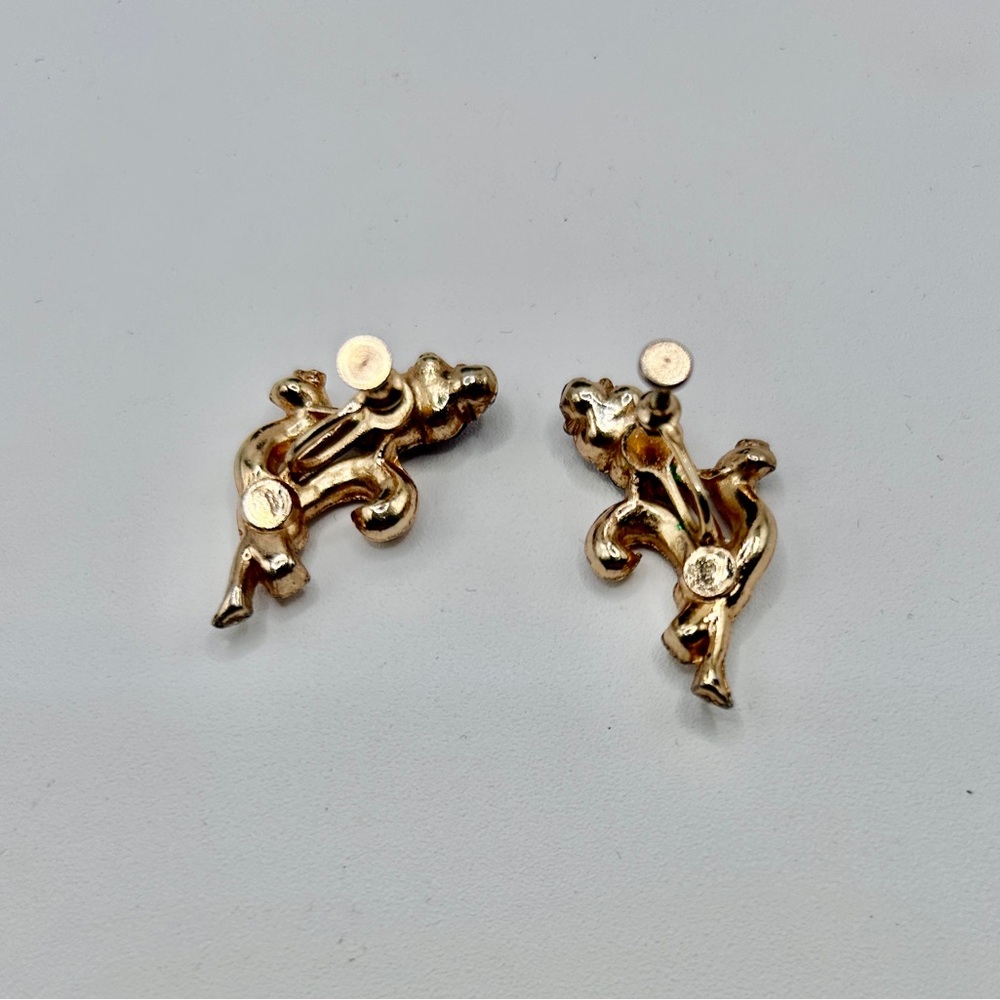 Vintage Flower Purple Petal Rhinestones and Gold Screw Back Earrings - Picture 8 of 9